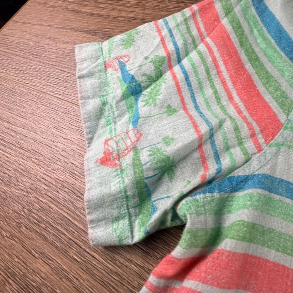 Chubbies Mens Large Short Sleeve Collared Shirt Tropical Palm Tree Stripe Green - Picture 8 of 12